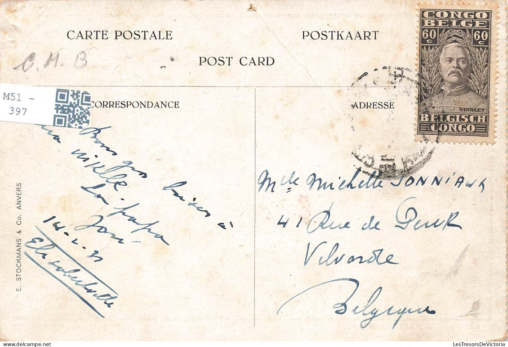 CONGO - Compagnie Maritime Belge - Attelage Original - Colorisé - Animé - Carte Postale Ancienne - Otros & Sin Clasificación