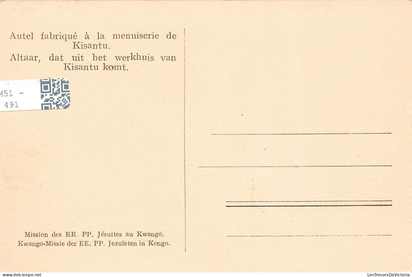 CONGO BELGE - Autel Fabriqué à La Menuiserie De Kisantu - Carte Postale Ancienne - Belgisch-Kongo