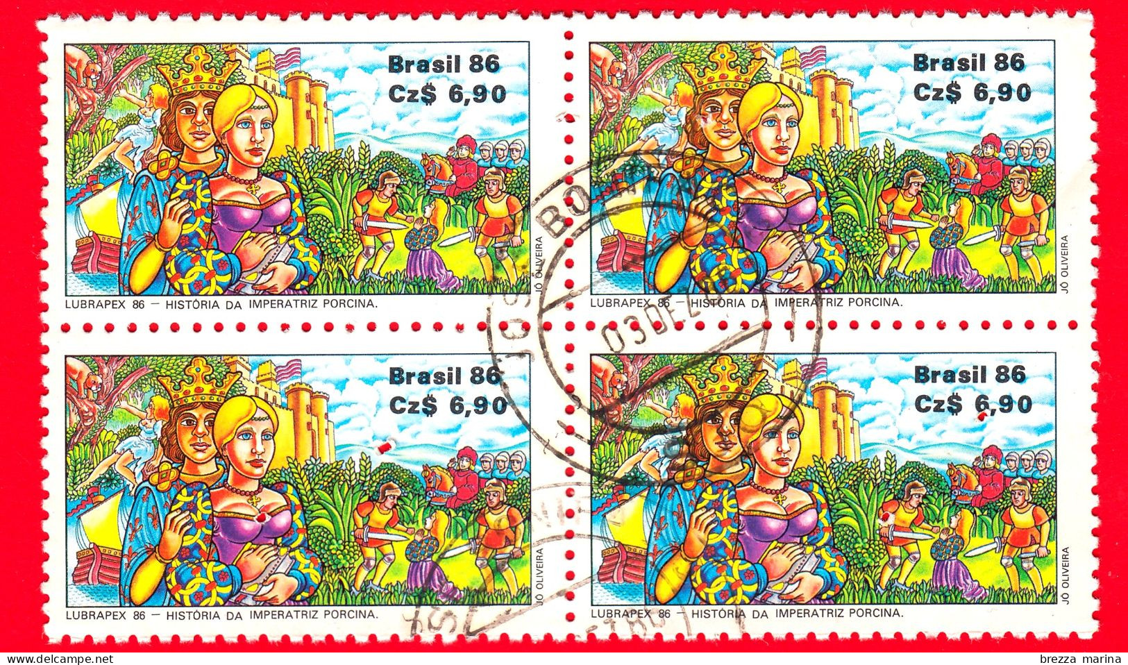 BRASILE - Usato - 1986 - Mostra Filatelica LUBRAPEX '86 - LETTERATURA CORDEL - Storia Dell'imperatrice Porcina - 6.90 - Used Stamps