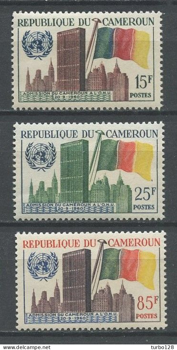 CAMEROUN 1961 N° 317/319 ** Neufs MNH Superbes C 4.50 € Admission à L'O.N.U. Drapeau Flag Siège Des Nations Unies - Camerun (1960-...)
