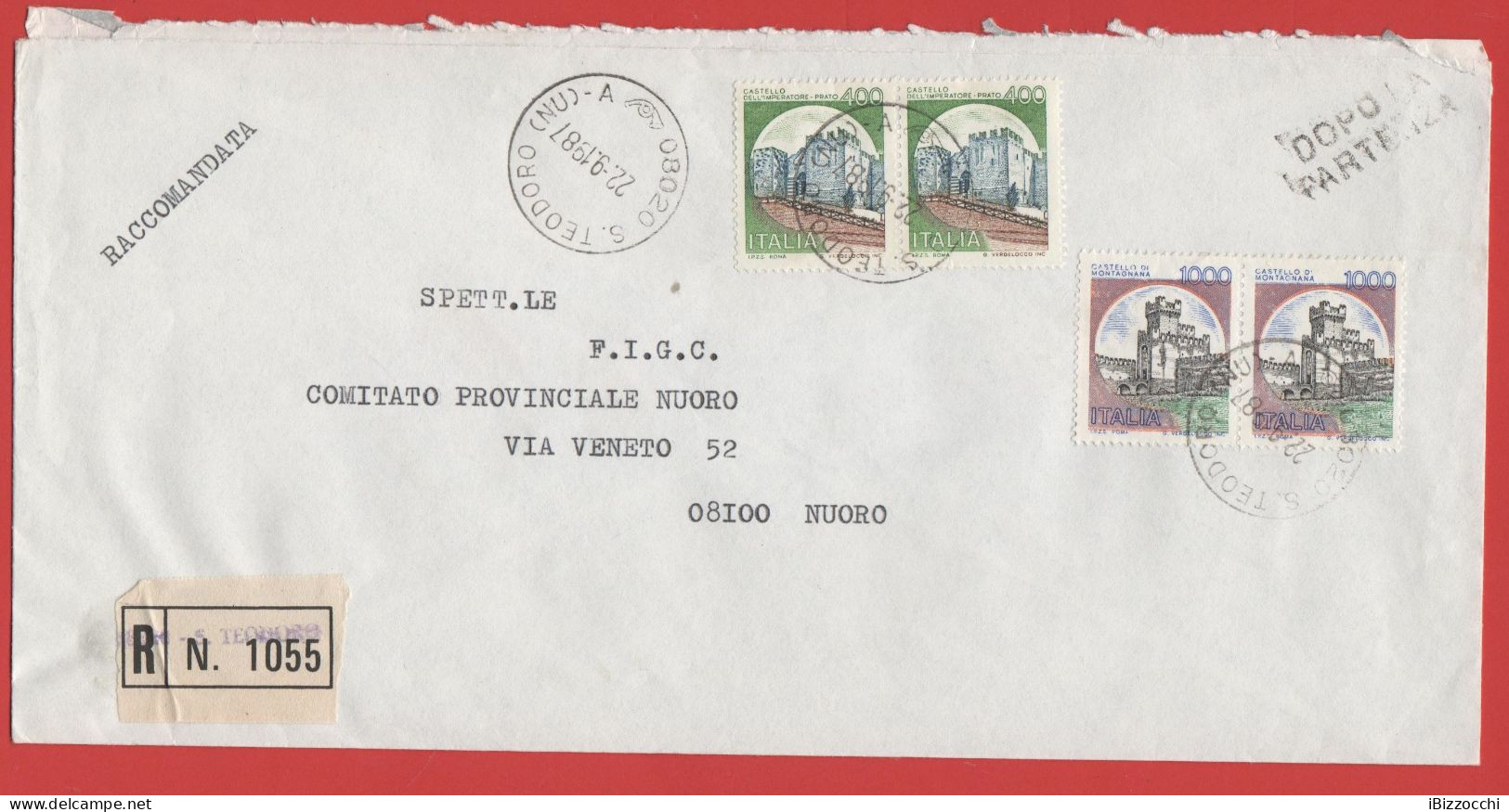 ITALIA - Storia Postale Repubblica - 1987 - 2x 400 Serie Di Castelli; Castello Dell'Imperatore A Prato + 2x 1000 Serie - 1981-90: Storia Postale