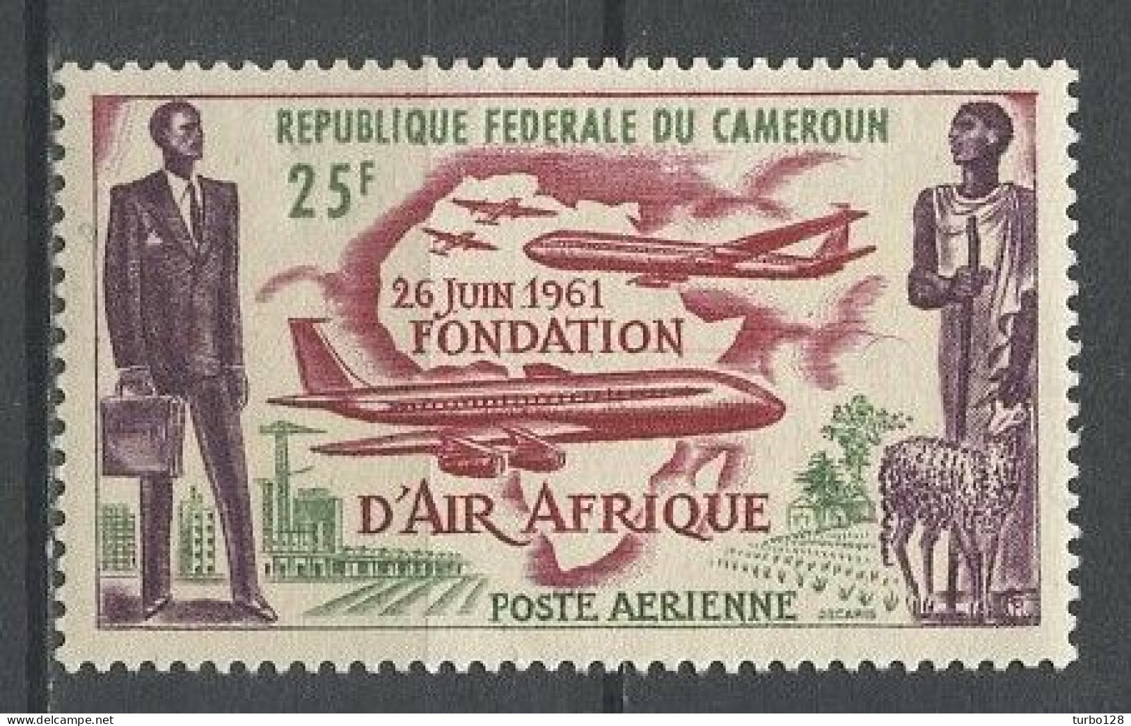 CAMEROUN 1962 PA N° 52 ** Neuf MNH Superbe C 1.20 € Fondation De La Compagnie Air-Afrique Avions Planes Transports - Camerun (1960-...)