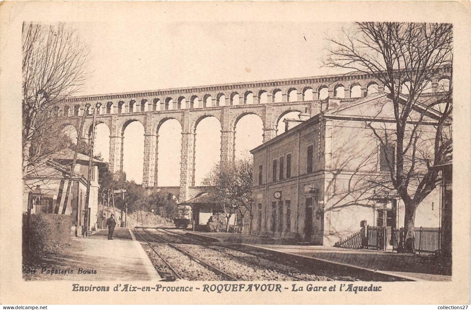 13-ROQUEFAVOUR- ENVIRONS D' AIX-EN-PROVENCE- LA GARE ET L'AQUEDUC - Roquefavour