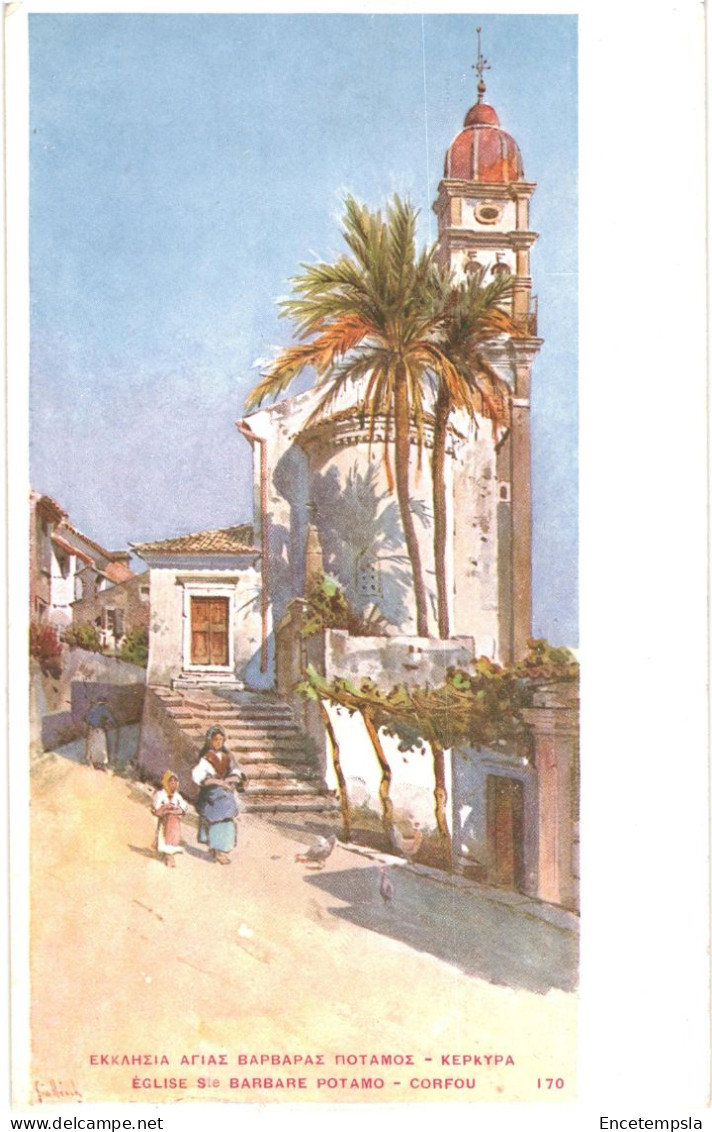 CPA Carte Postale Grèce Corfou Eglise Sainte Barbare Potamo   VM79395 - Grecia