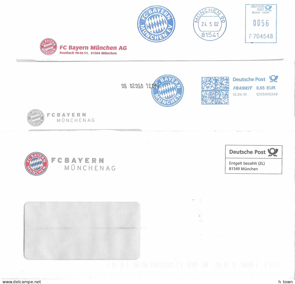 230   FC Bayern München: 2 Ema 2001/2010.  Football Club Meter Stamps And A "PP"-Cover - Beroemde Teams