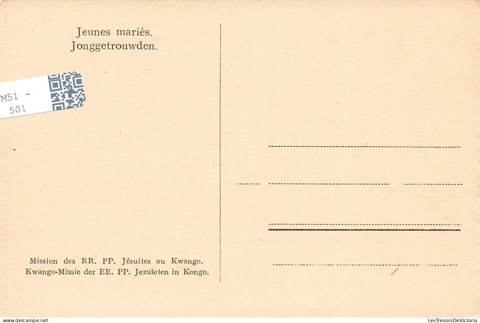 CONGO BELGE - Couple - Jeunes Mariés - Carte Postale Ancienne - Belgian Congo