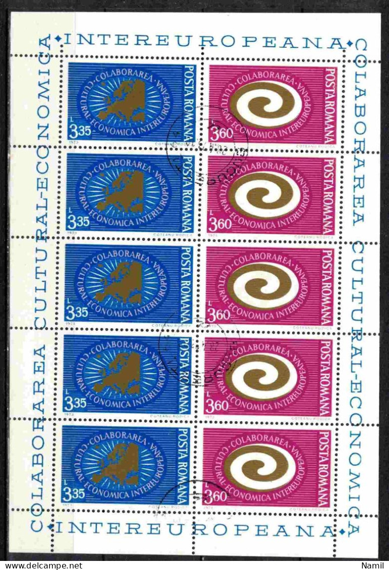 Roumanie 1973 Mi 3120-1 Klb. (Yv 2755-6 Le Feuillet), Obliteré - Used Stamps