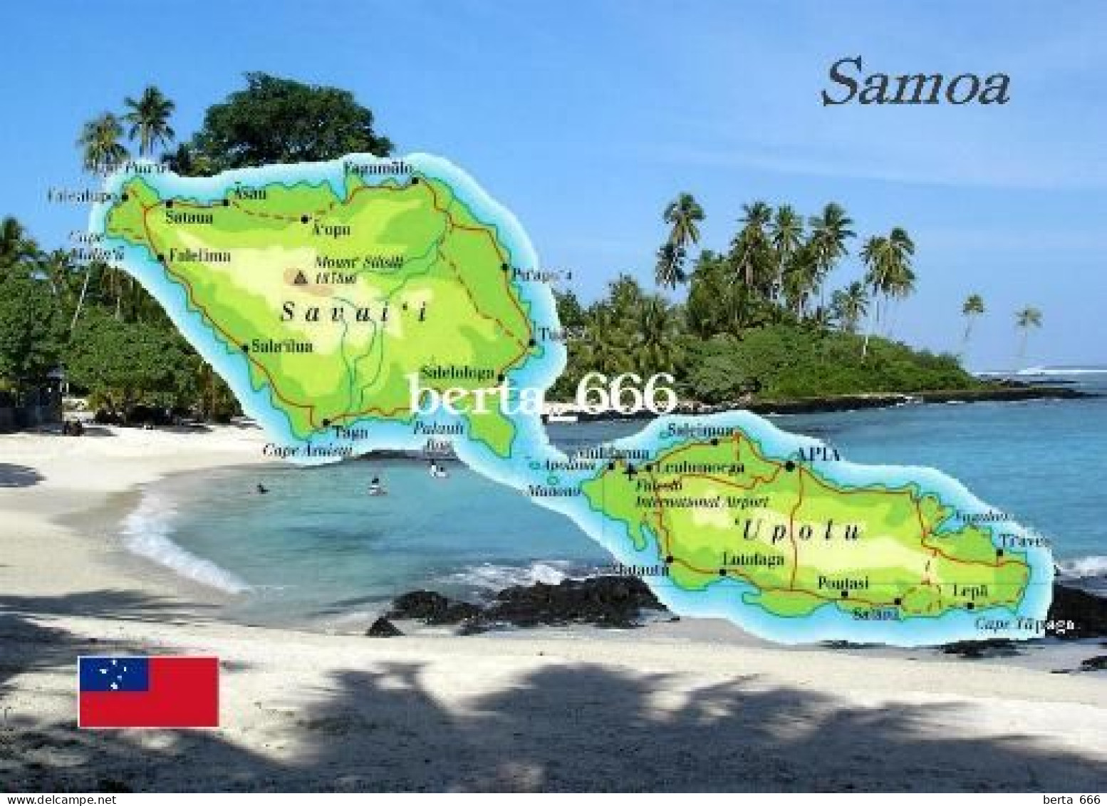 Samoa Country Map New Postcard * Carte Geographique * Landkarte - Samoa