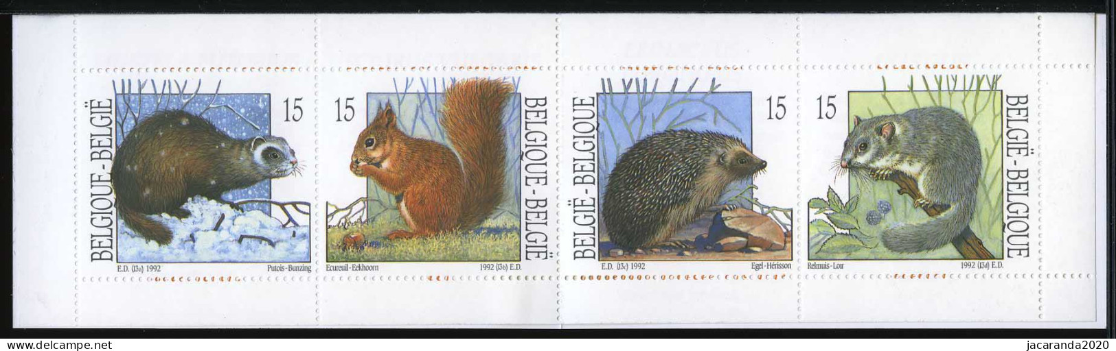 België B23 - Natuur - Kleine Zoogdieren - Nature - Petits Mammifères - Bunzing - Eekhoorn - Egel - Relmuis - 1992 - 1953-2006 Modern [B]