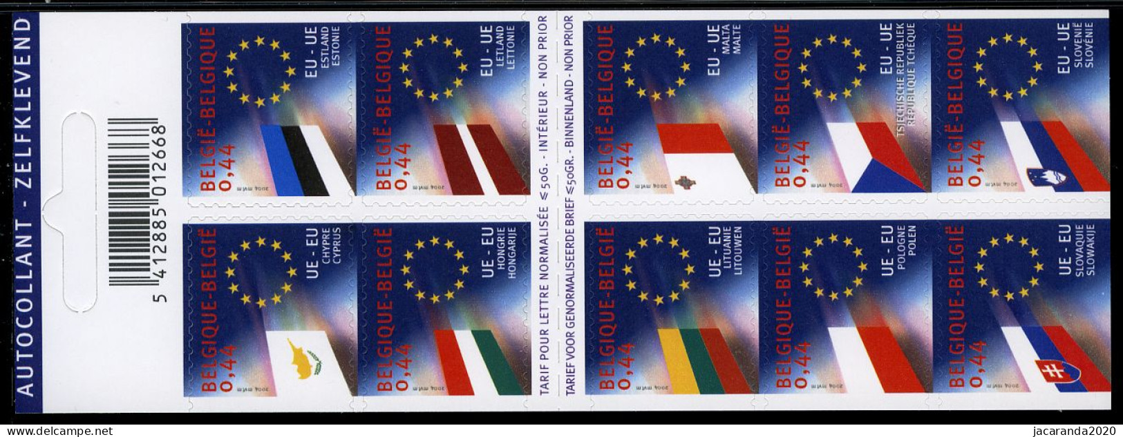 België B44 - Europese Unie - Vlaggen Van De 10 Nieuwe Landen - Union Européenne - Drapeaux - Zelfklevend - 2004 - 1953-2006 Moderni [B]