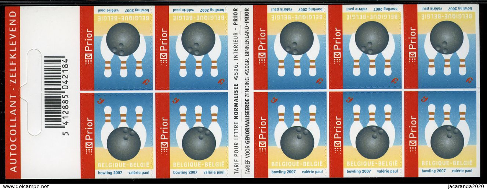 België B72 - Sport - Bowling - Zelfklevend - Autocollants - Validité Permanente - 2007 - 1997-… Validité Permanente [B]