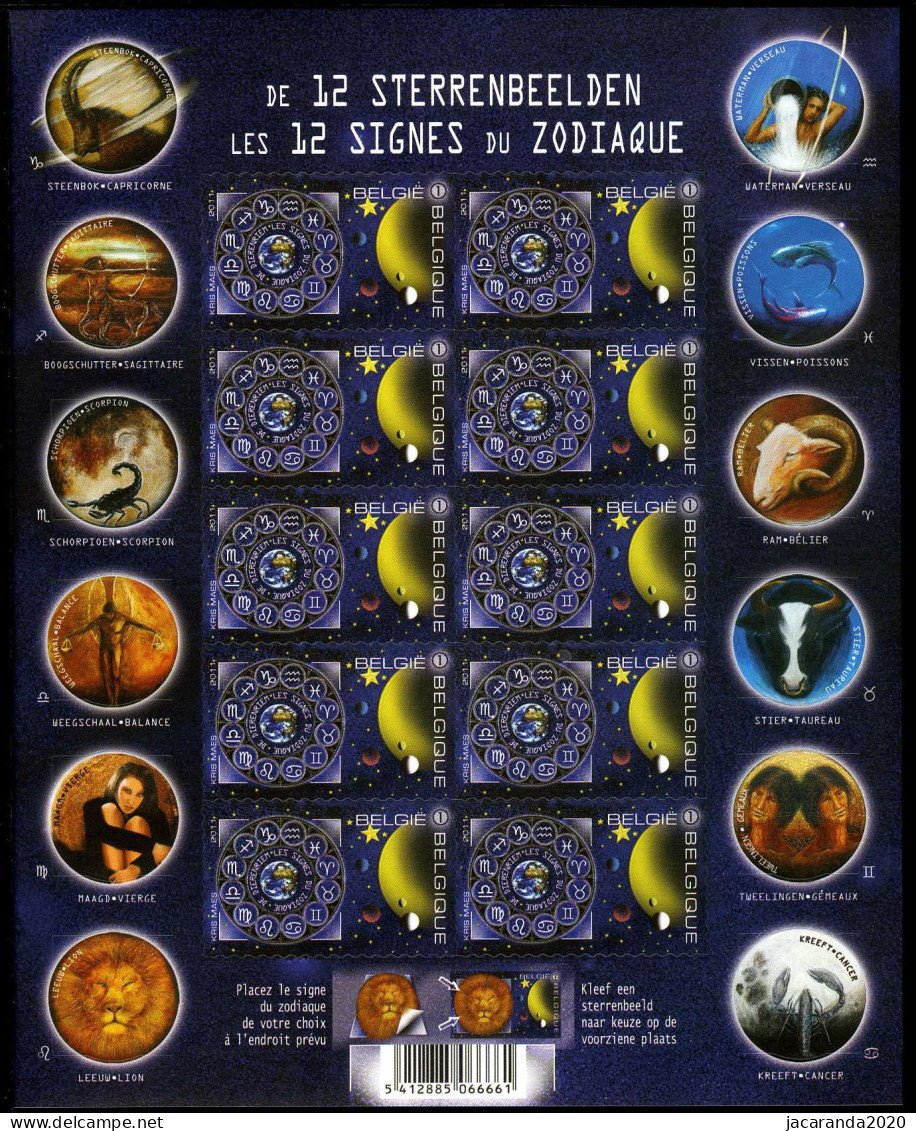 België B118 - 12 Sterrenbeelden - Les 12 Signes Du Zodiaque - 4095 - Zelfklevend - Autocollants - 2011 - 1997-… Validità Permanente [B]