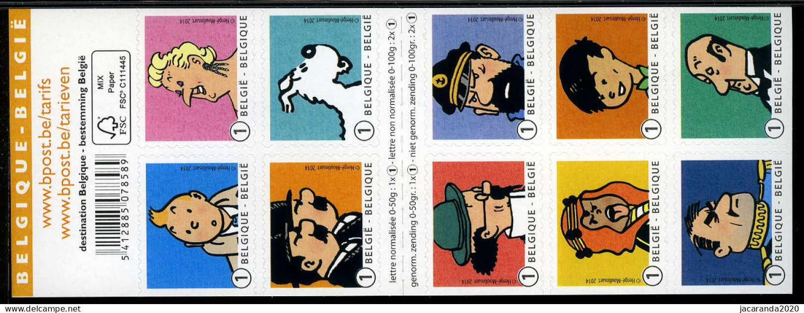 België B146 - Strips - Kuifje - Bobbie - Tintin - Milou - BD - Comics - Hergé - Zelfklevend - Autocollants - 2014 - 1997-… Dauerhafte Gültigkeit [B]