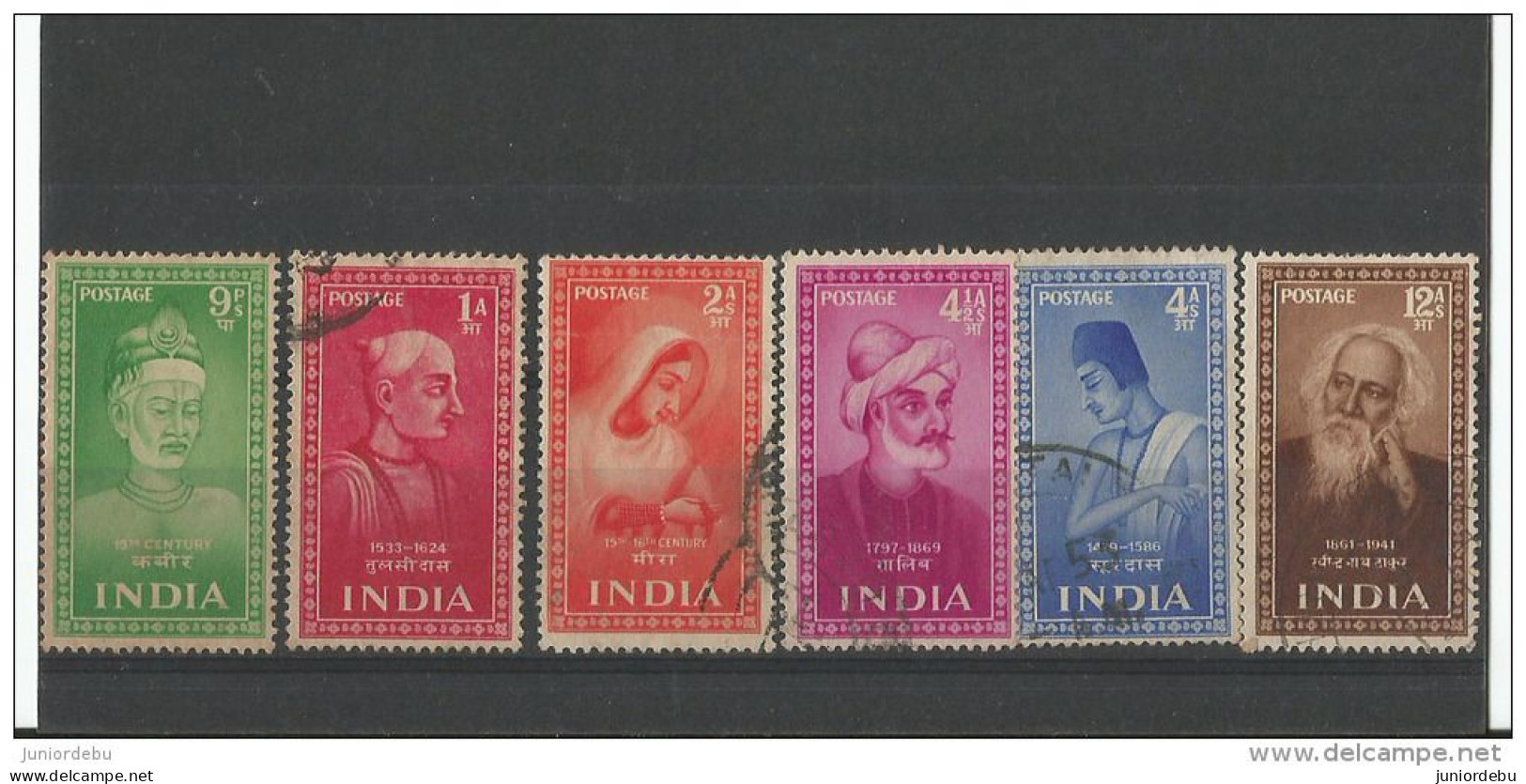 India - 1952 - Poet Series  -  USED - Set Of 6 ( Condition As Per Scan ) ( OL 20.5.13 ) - Usados