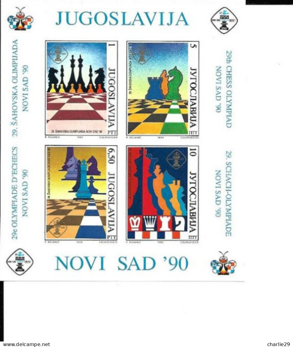 Jugoslavia - Scacchi Novi Sad - 1990 - Nuovo MNH - 2  BF YT. 38/39 - Hojas Y Bloques