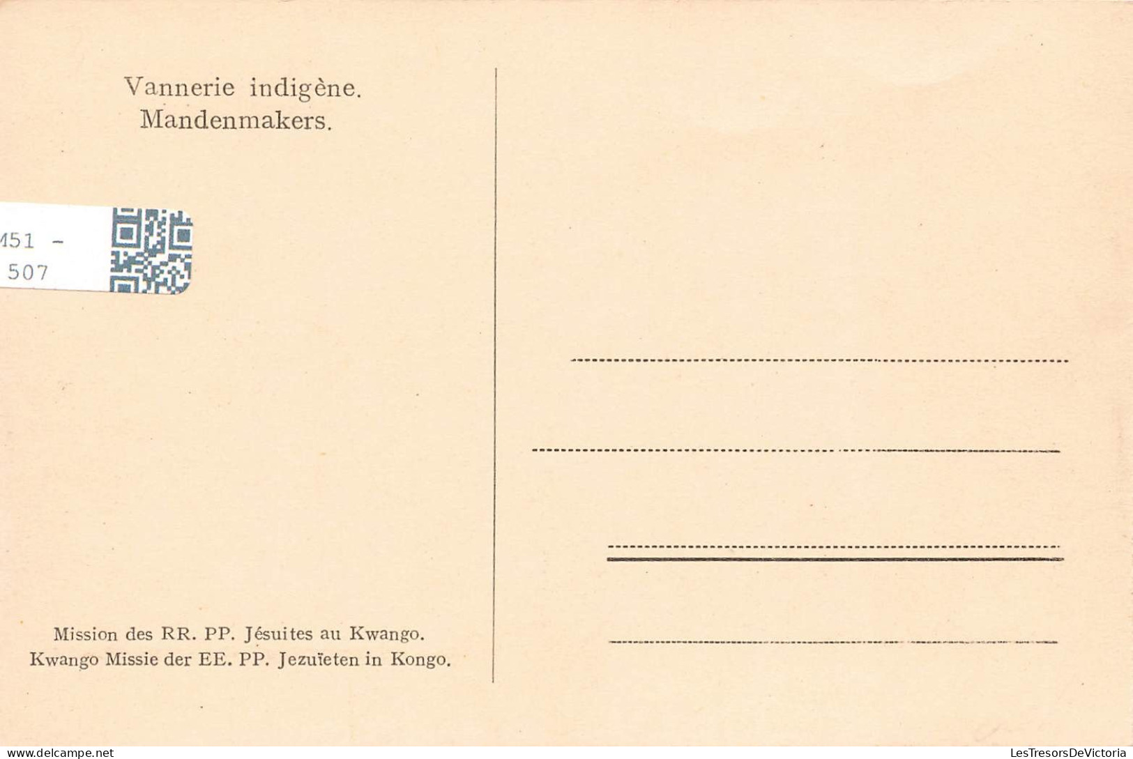 CONGO BELGE - Vannerie Indigène - Animé - Carte Postale Ancienne - Belgisch-Kongo