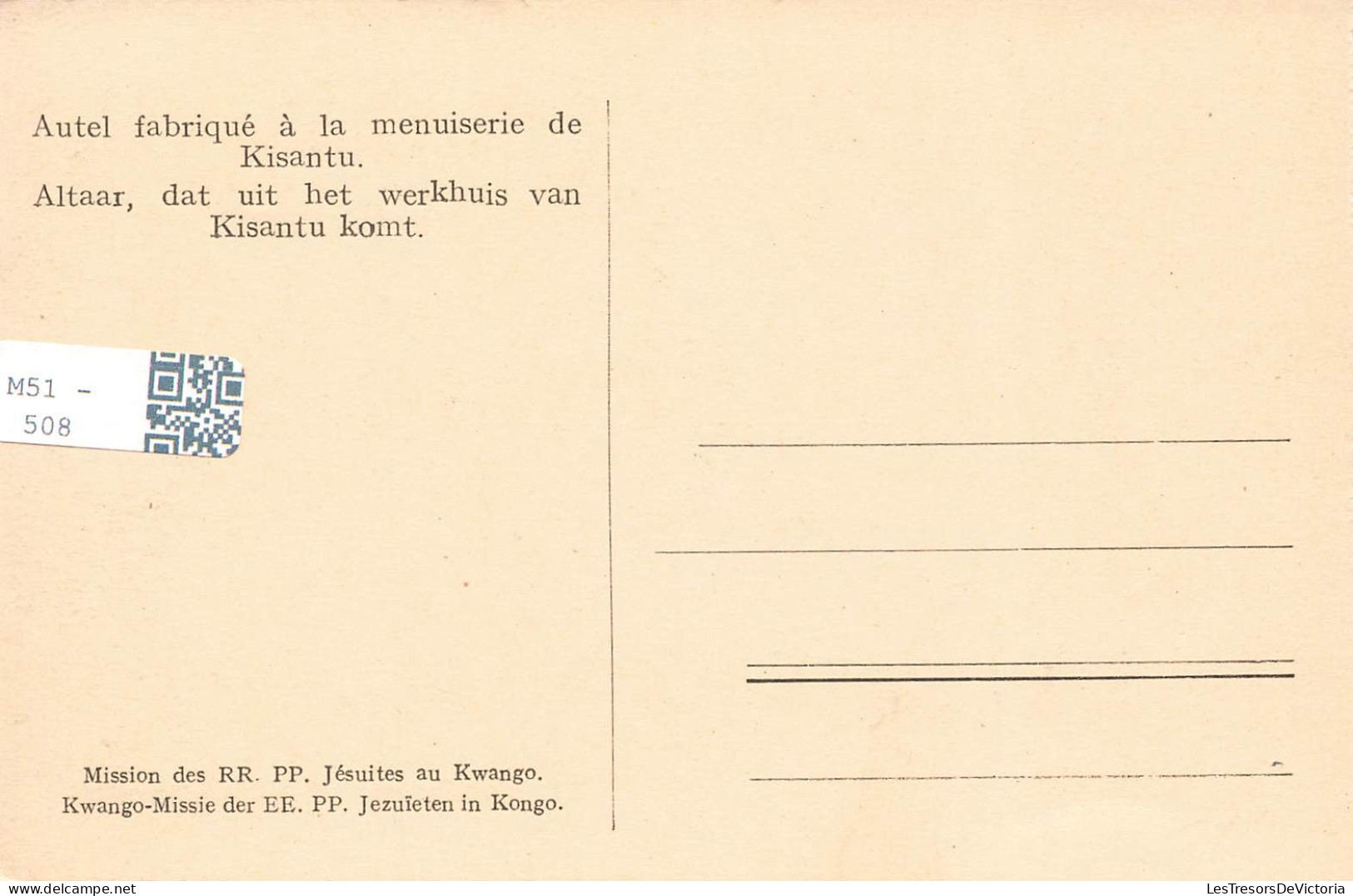 CONGO BELGE - Autel Fabriqué à La Menuiserie De Kisantu - Carte Postale Ancienne - Belgisch-Congo
