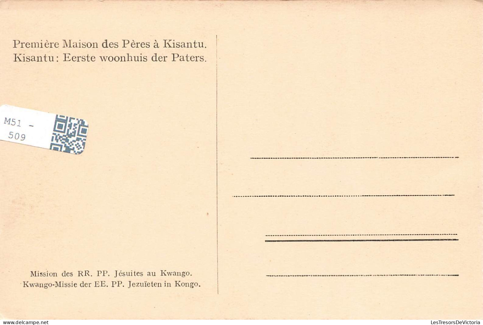CONGO BELGE - Première Maison Des Pères à Kisantu - Carte Postale Ancienne - Congo Belga