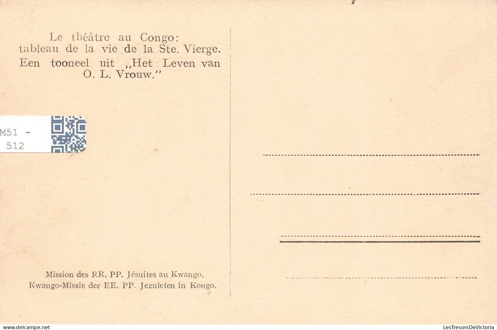 CONGO BELGE - Le Théâtre Au Congo - Tableau De La Vie De La Sainte Vierge - Carte Postale Ancienne - Belgian Congo