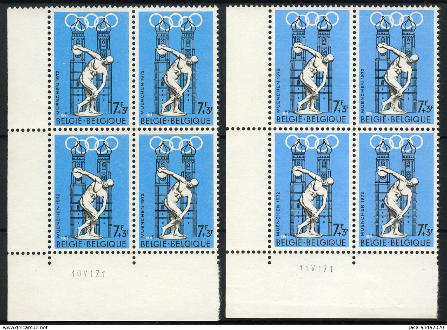 België 1590 - Olympische Spelen 1972 - München - Hoekdatums 10 VI 71 En 11 VI 71 - Dated Corners