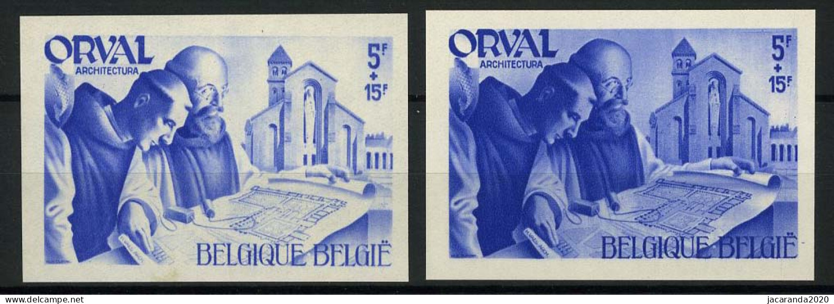 België 567B ** - Orval - Lichtblauw + Donkerblauw - 1931-1960