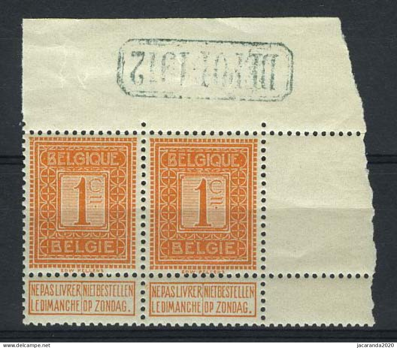 België 108 ** - Pellens - 1c Oranje - DEPOT 1912 - 1912 Pellens