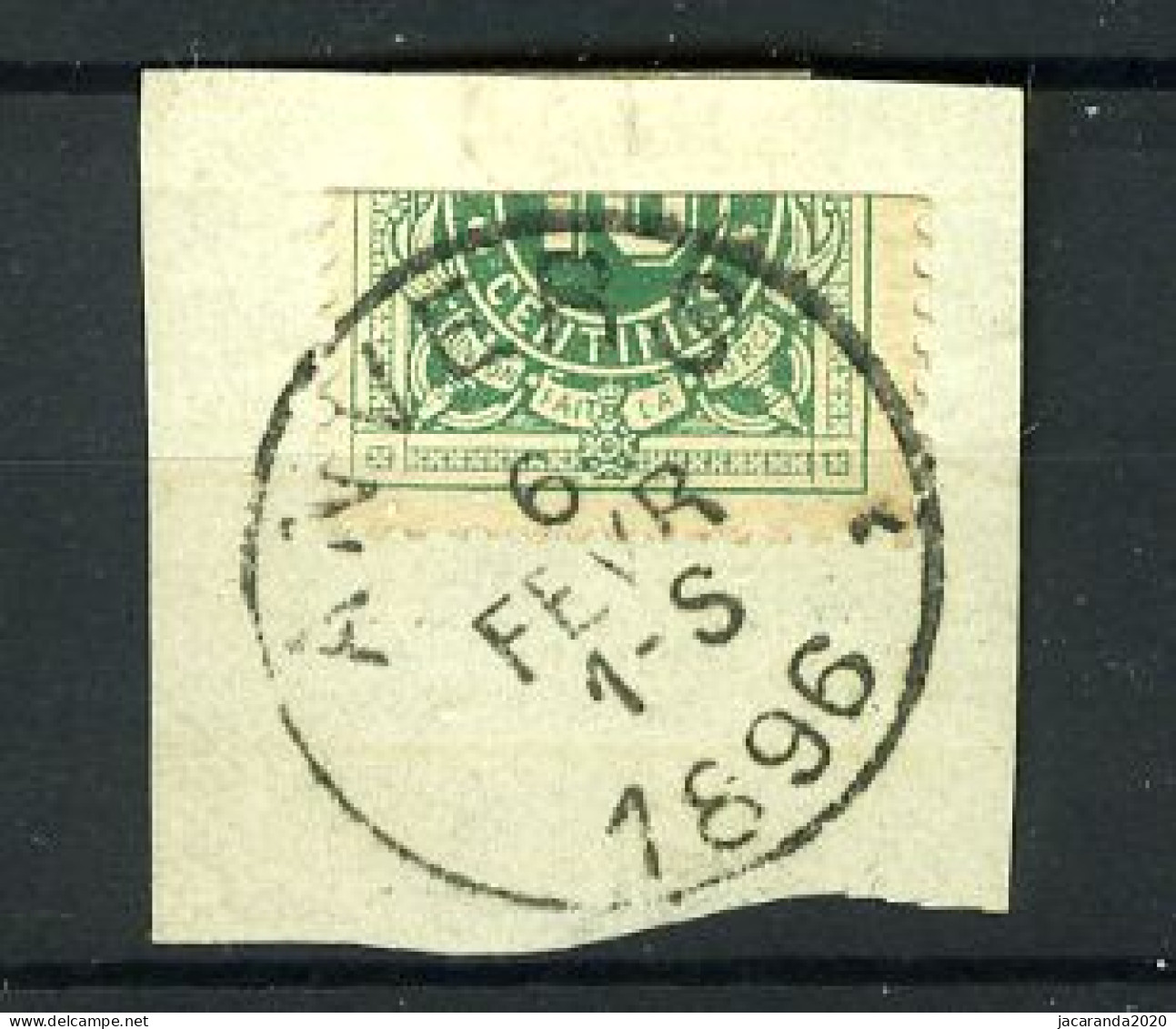 België TX 1 - Halve Zegel Op Fragment - Horizontaal Gesneden - Stempel: Anvers - 1896 - Sellos