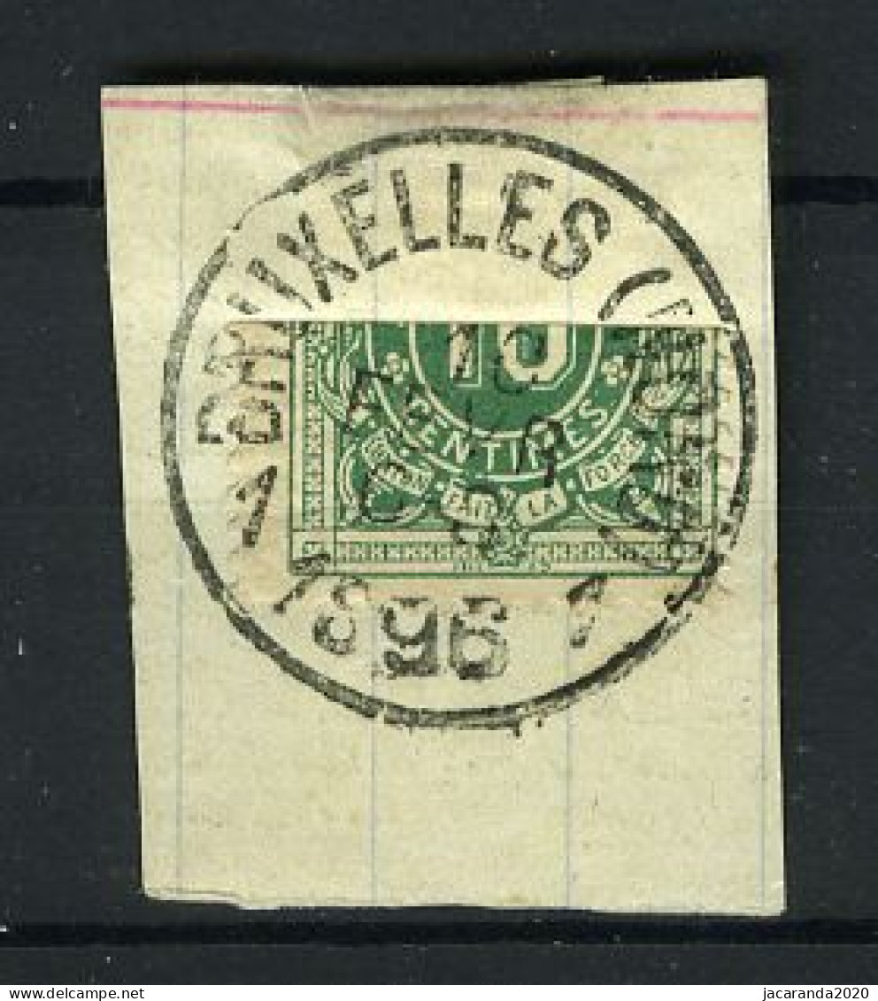 België TX 1 - Halve Zegel Op Fragment - Horizontaal Gesneden - Stempel: Bruxelles (Nord) 1 - 1896 - Timbres