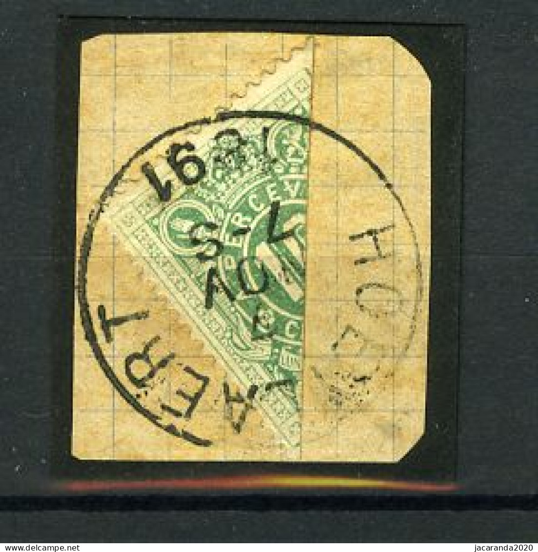 België TX 1 - Halve Zegel Op Fragment - Diagonaal Gesneden - Stempel: Hoeylaert - 1891 - Sellos