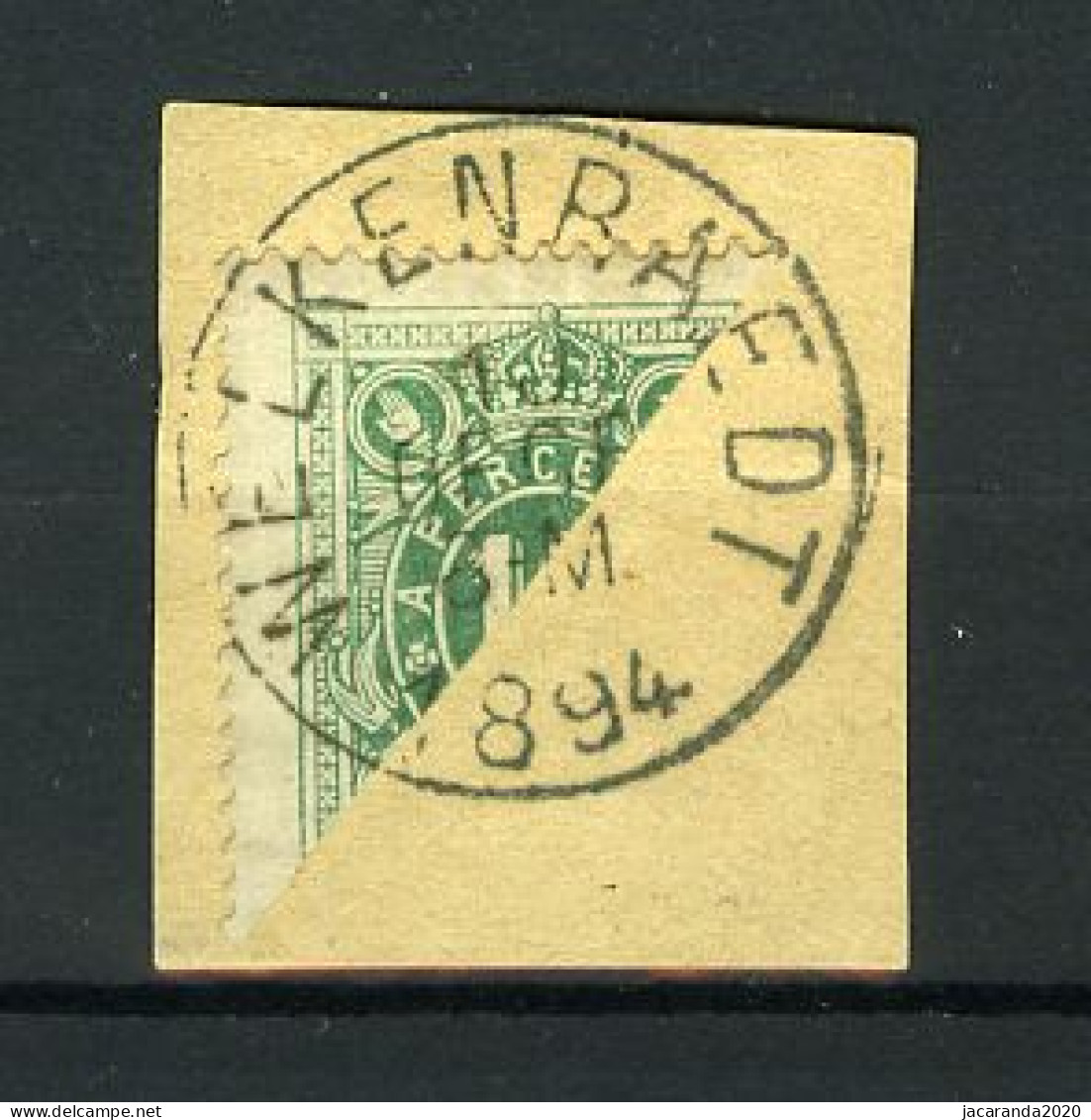België TX 1 - Halve Zegel Op Fragment - Diagonaal Gesneden - Stempel: Welkenraedt - 1894  - Stamps