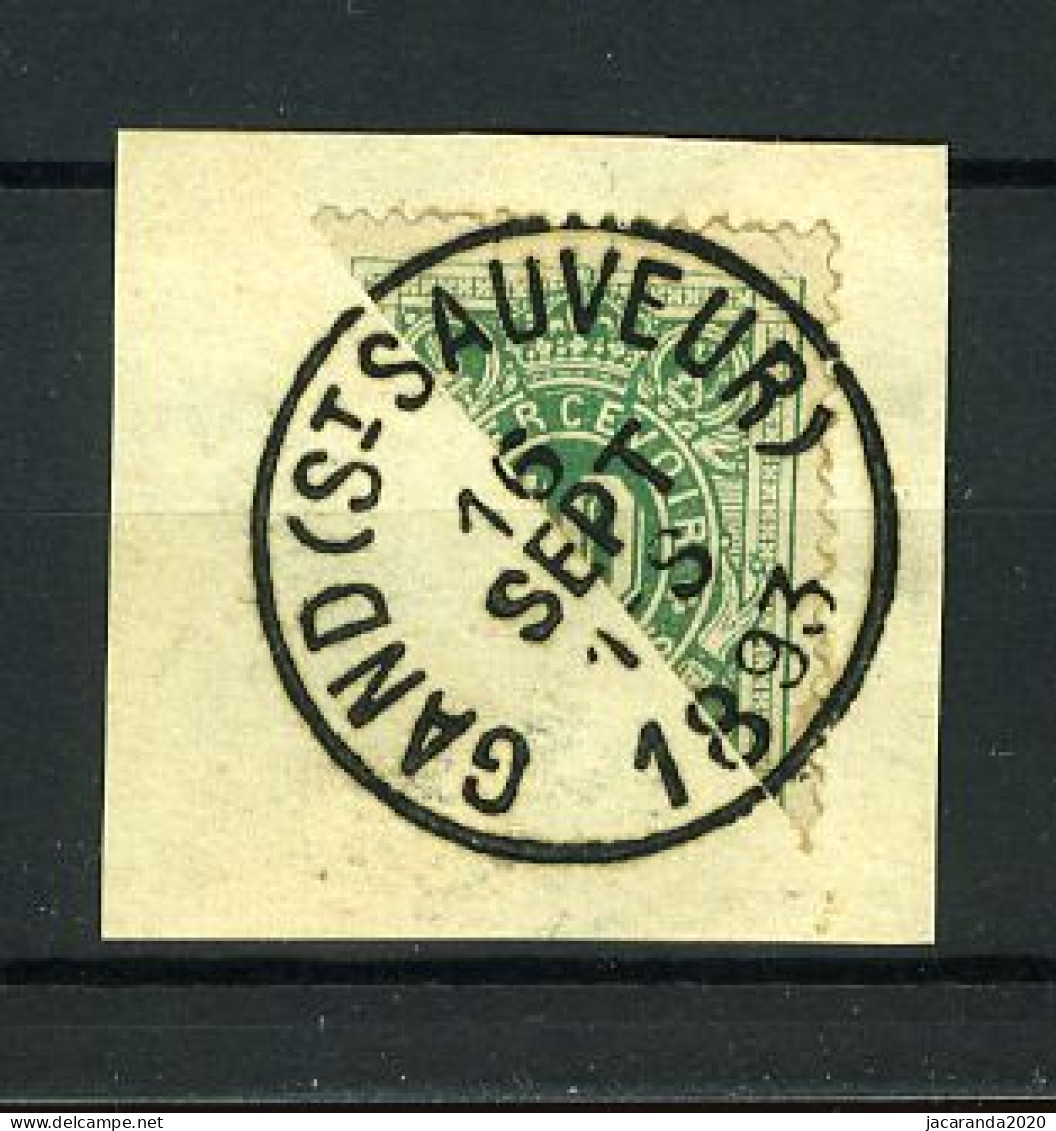 België TX 1 - Halve Zegel Op Fragment - Diagonaal Gesneden - Stempel: Gand (St. Sauveur) - 1893 - Postzegels