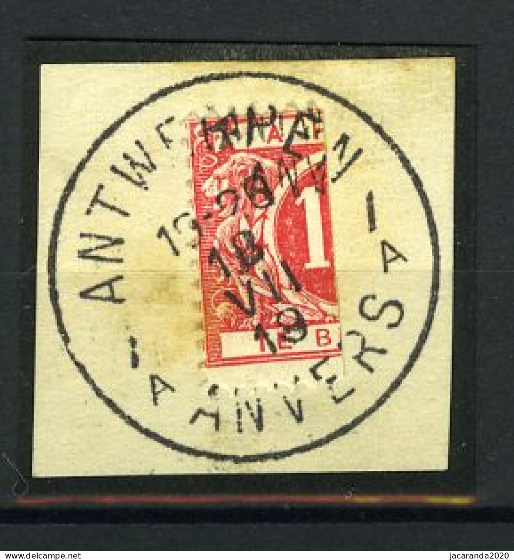 België TX 5 - Halve Zegel Op Fragment - Verticaal Gesneden - Demi-timbre - Stempel: Antwerpen A - Anvers - Stamps