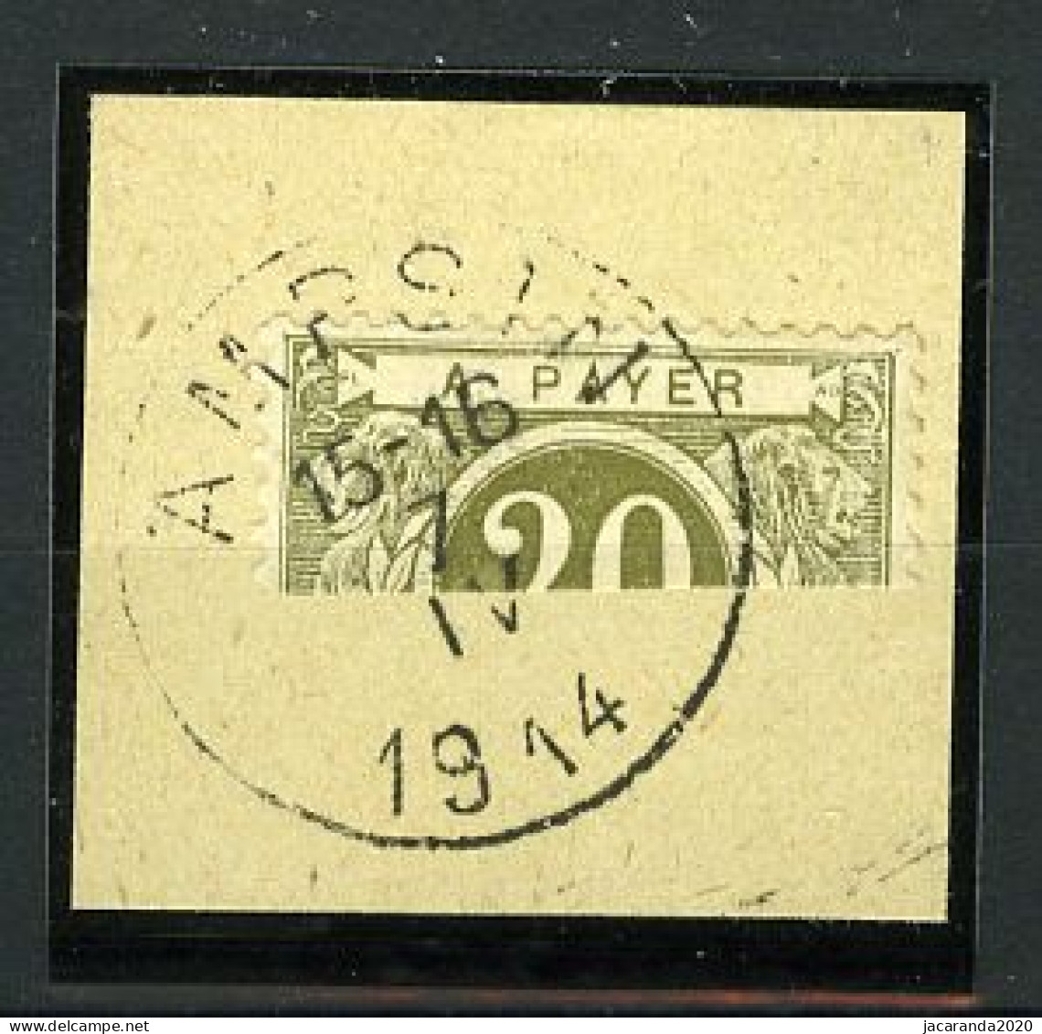 België TX 6 - Halve Zegel Op Fragment - Horizontaal Gesneden - Demi-timbre - Stempel: Ampsin - 1914 - Sellos