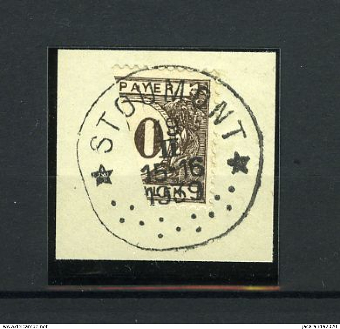 België TX 34 - Halve Zegel Op Fragment - Verticaal Gesneden - Demi-timbre - Stempel: Stoumont - Relais - Sterstempel - Timbres