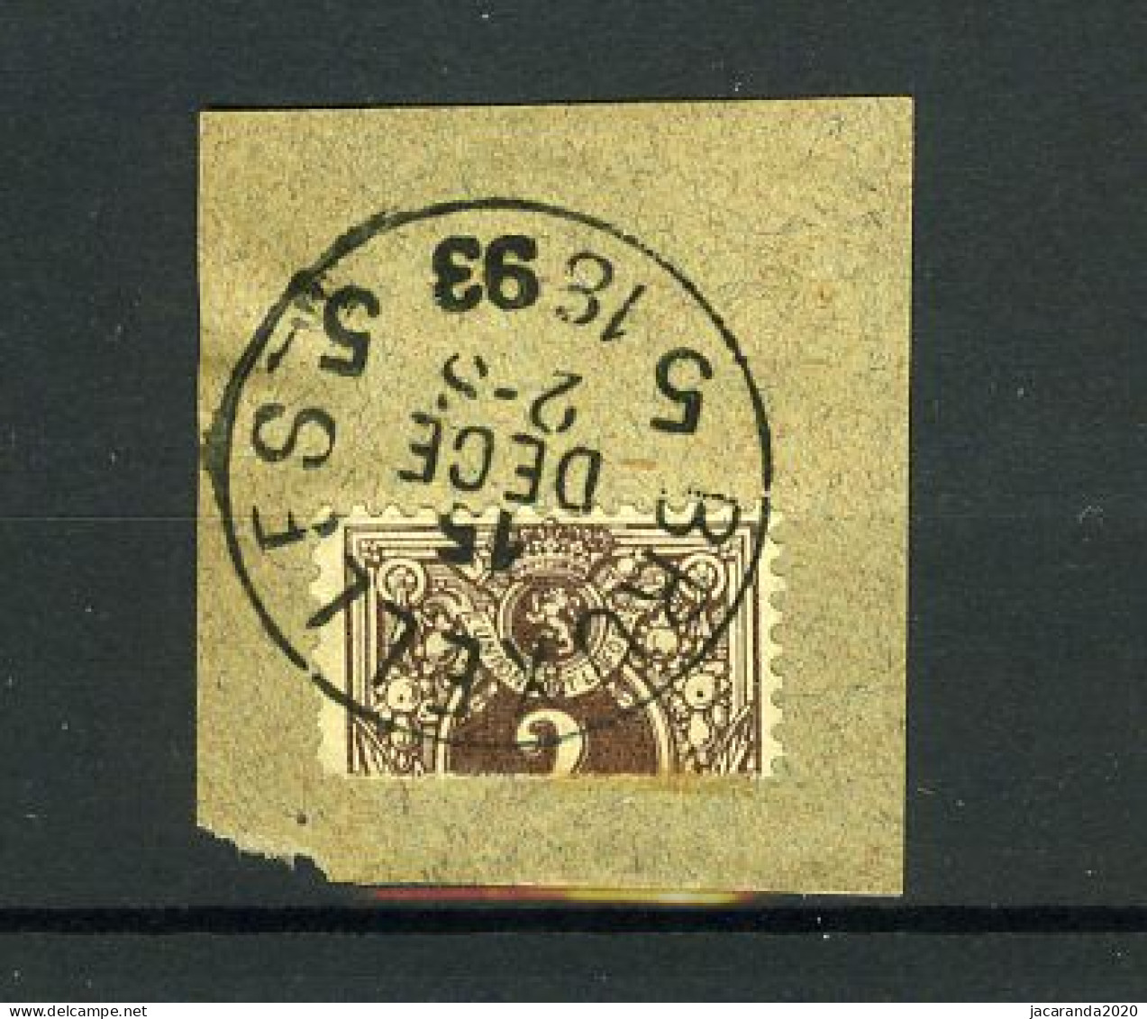 België 44 - Halve Zegel Op Fragment - Horizontaal Gesneden - Demi-timbre - Stempel: Bruxelles 5 - 1893 - 1869-1888 Liggende Leeuw