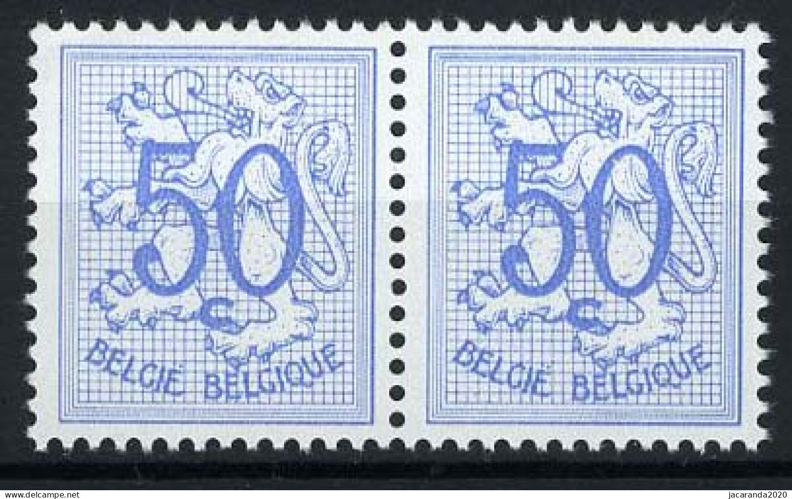 België R11a - 50c Blauw - Horizontaal Paar - Paire Honrizontale - Rouleaux