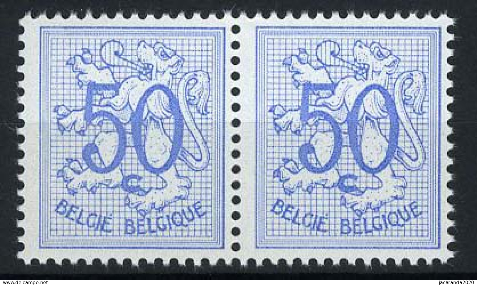 België R11a - 50c Blauw - Horizontaal Paar - Paire Honrizontale - Franqueo