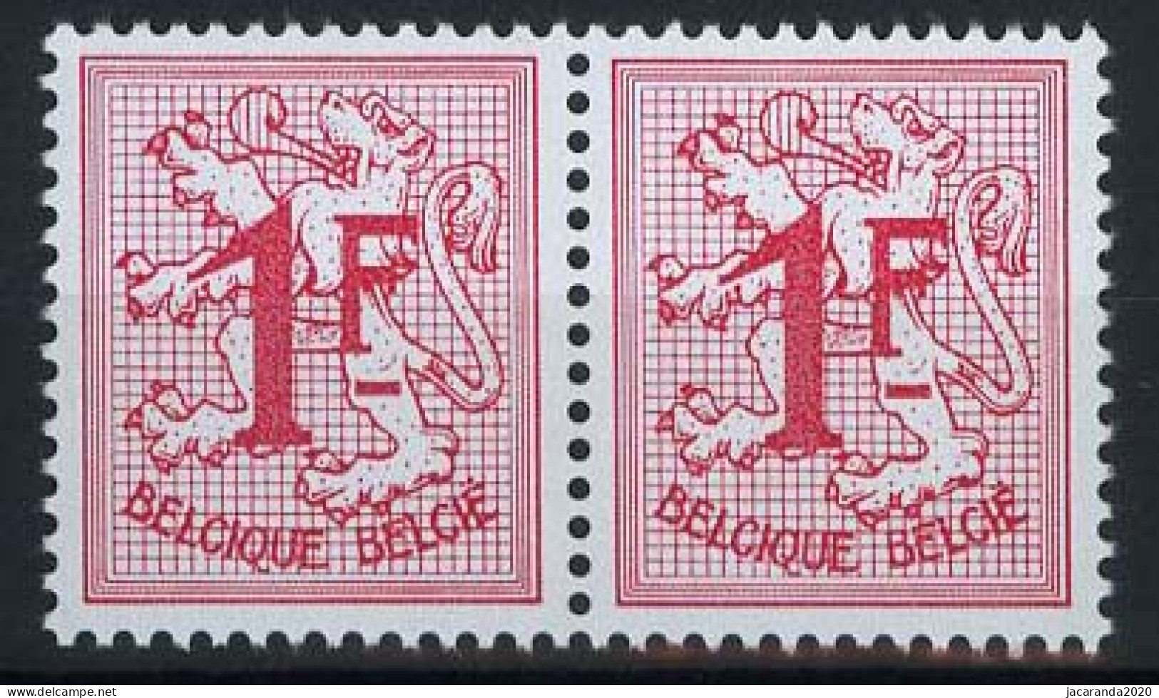 België R6a - 1F Helrood - Horizontaal Paar - Paire Horizontale - Coil Stamps