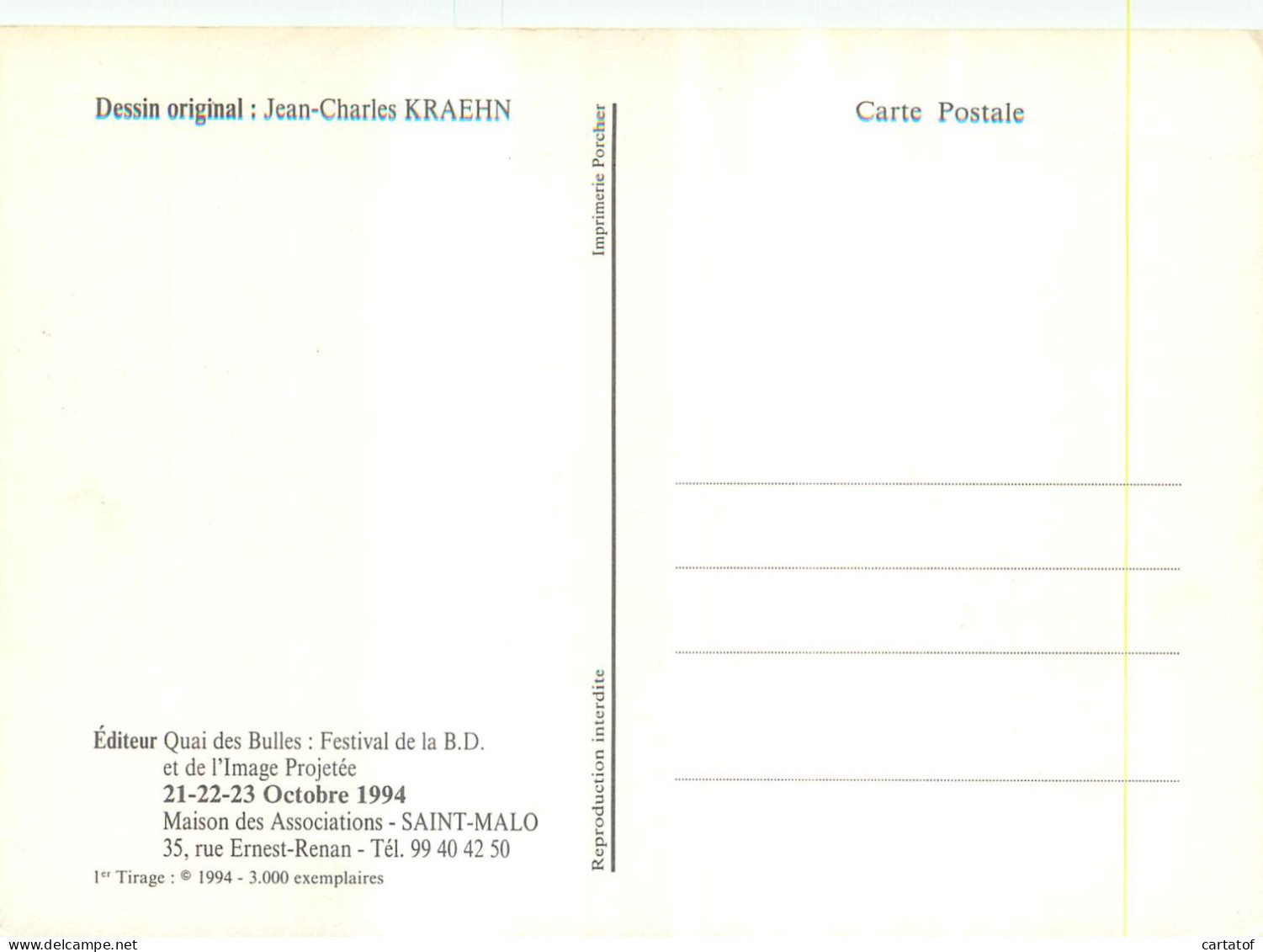 Dessin Original Jean-Charles KRAEHN .  - Collections, Lots & Séries