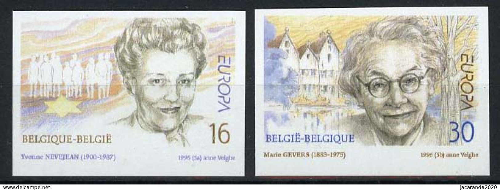 België 2636/37 ON - Europa 1996 - Yvonne Nevejean - Marie Gevers - Sonstige & Ohne Zuordnung