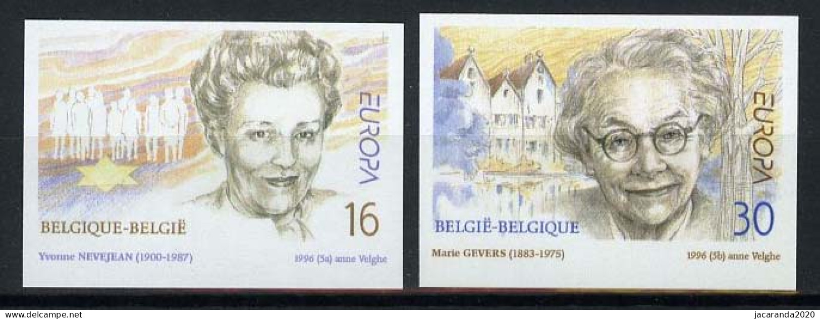 België 2636/37 ON - Europa 1996 - Yvonne Nevejean - Marie Gevers - 1981-2000