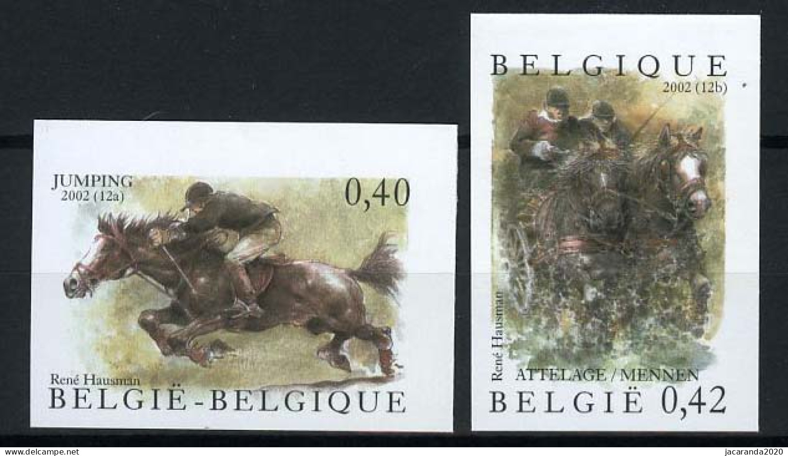 België 3084/85 ON - Paarden - Chevaux - Jumping - Mennen - Autres & Non Classés