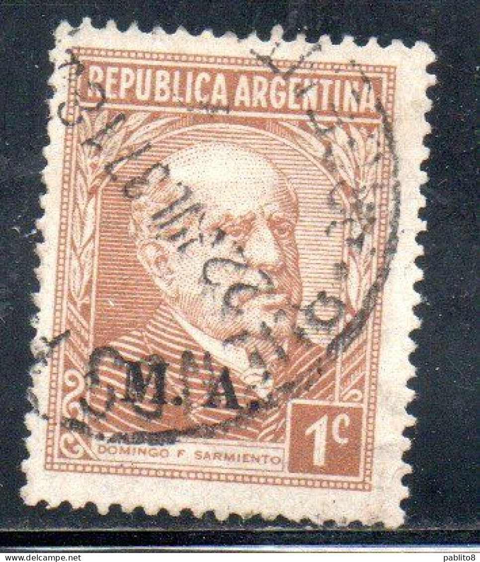ARGENTINA 1935 1937 OFFICIAL DEPARTMENT STAMP OVERPRINTED M.A. MINISTRY OF AGRICULTURE MA 1c USED USADO - Servizio