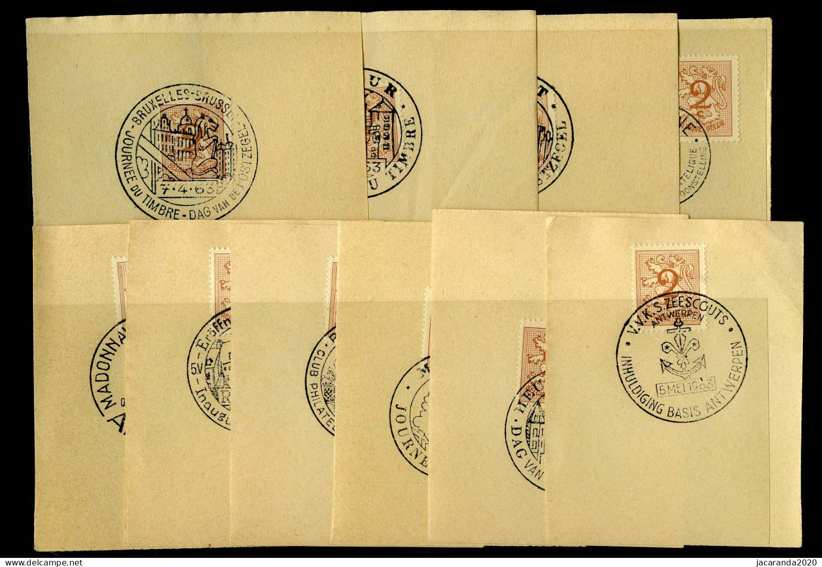 België 1026A - Gestempeld - 10 Verschillende Speciale Afstempelingen - Aalst - Mons - Namur - Zeescouts - 1951-1975 Heraldieke Leeuw