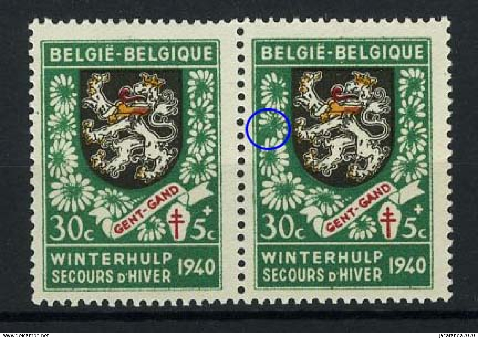 België 539 ** - Ontbrekende Bloemblaadjes - MNH - 1931-1960