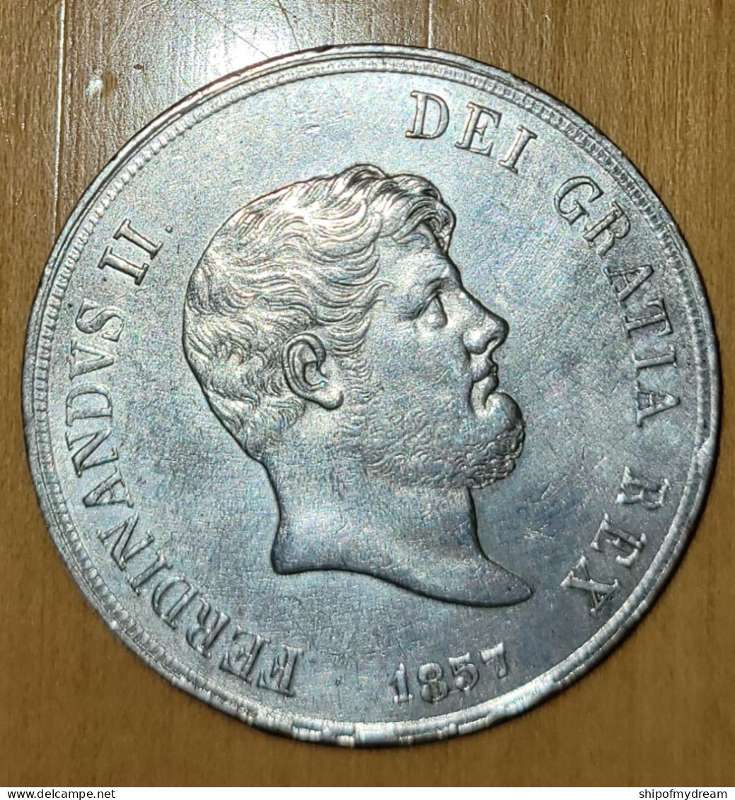 Italy, Naples Silver 120 Grana 1857. KM-370. Ferdinando II. High Grade. - Nápoles & Sicile