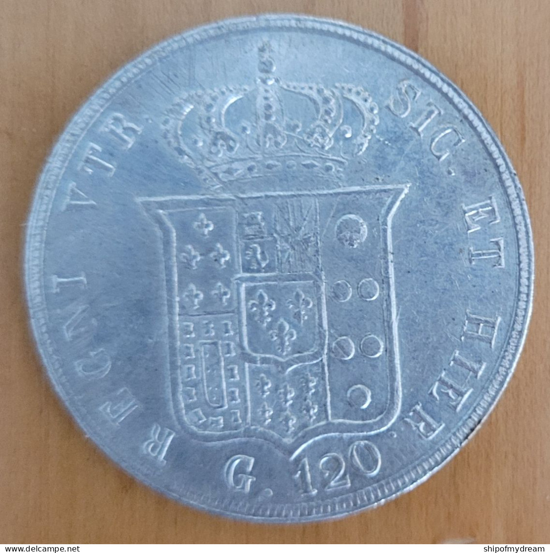 Italy, Naples Silver 120 Grana 1857. KM-370. Ferdinando II. High Grade. - Napoli & Sicilia