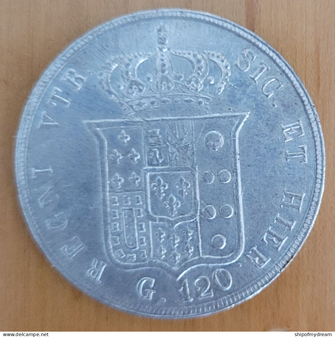 Italy, Naples Silver 120 Grana 1857. KM-370. Ferdinando II. High Grade. - Napels & Sicilië