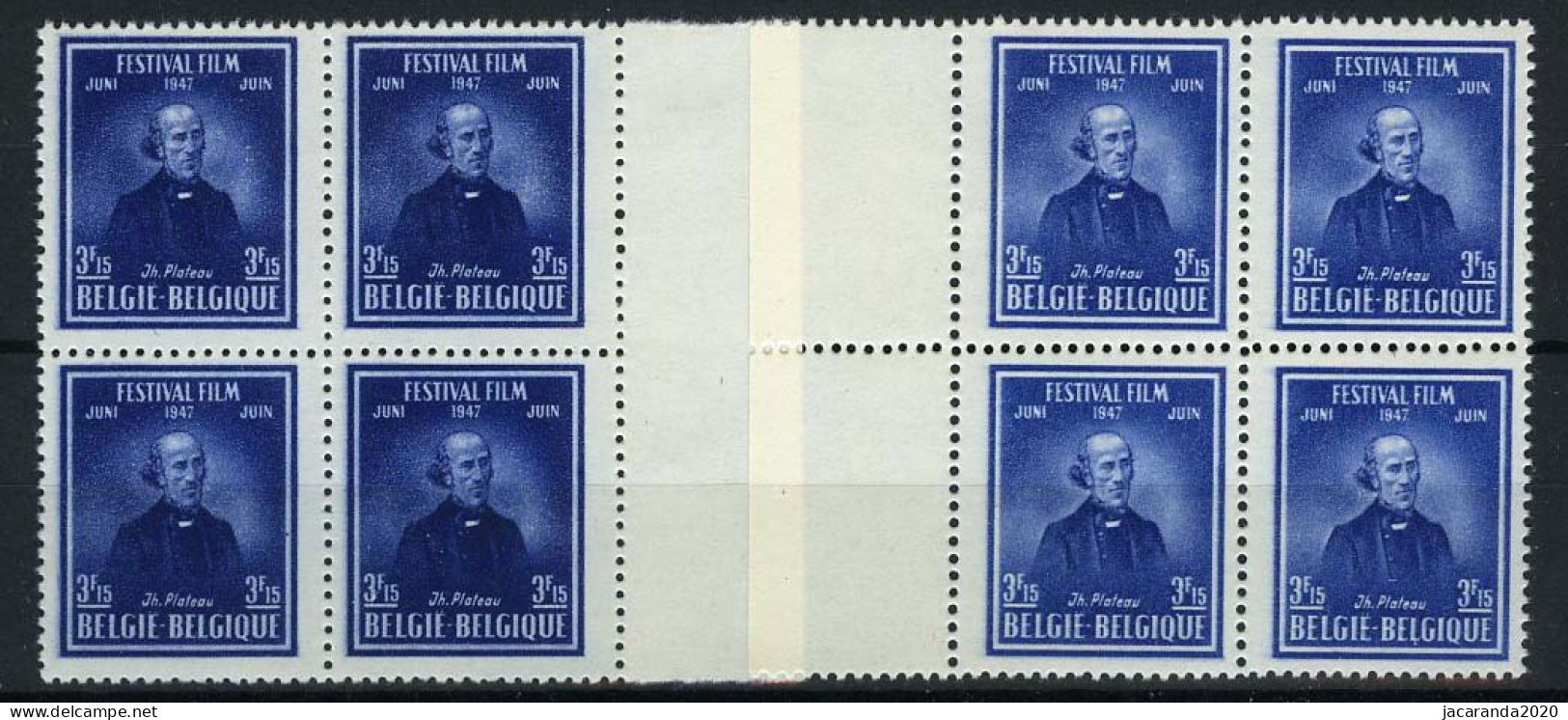 België 748 + 748a ** - Joseph Plateau - Blauw + Lichtblauw - In Blok Van 4 - Unused Stamps