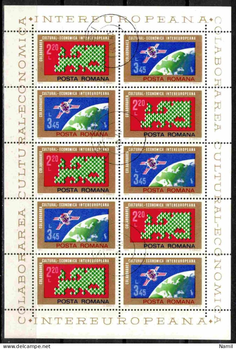 Roumanie 1974 Mi 3189-90 Klb. (Yv 2836-7 Le Feuillet), Obliteré - Used Stamps